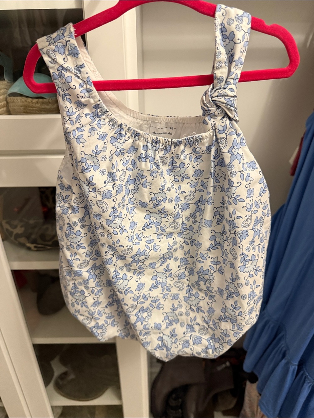 abercrombie kids White and Light Blue Floral Tote Bag